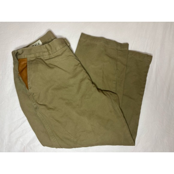 Orvis Other - Vintage ORVIS Men's Pants 36x26 Green Canvas Leather Pocket Trim Hiking Hunting